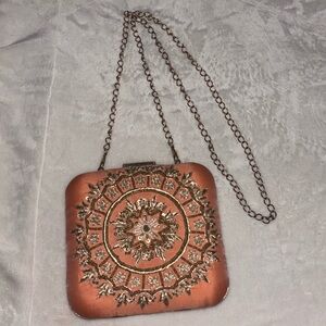 Square Mandala Clutch with Zari and Pearl Embroidery